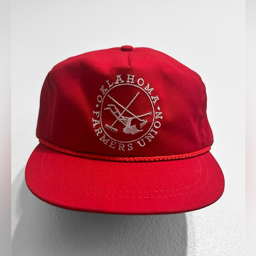 Red Oklahoma Farmers Union Rope Hat